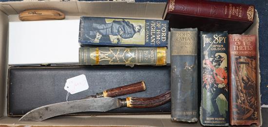 A carving set, a pocket watch, books, etc.